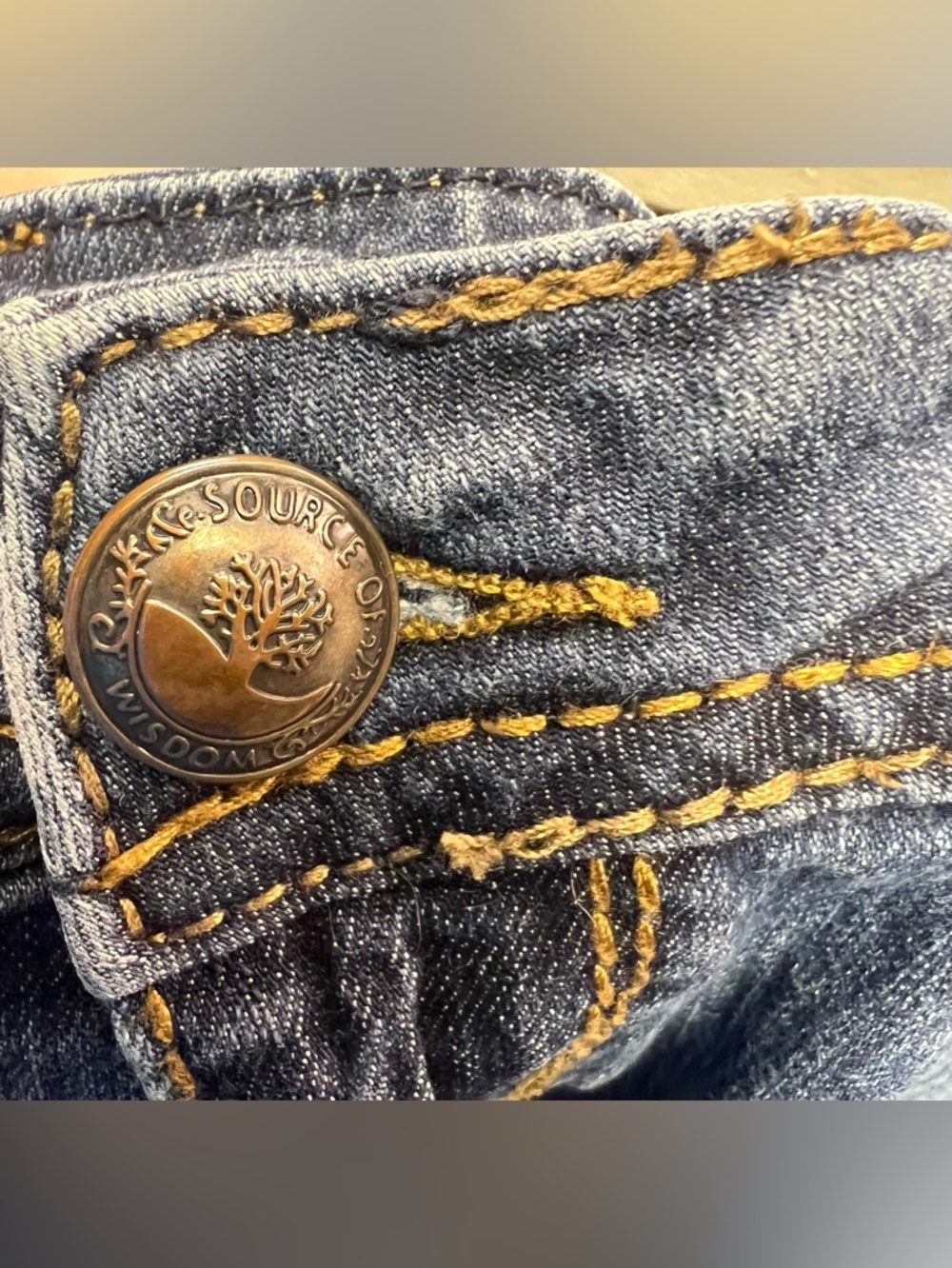 Source of Wisdom- Women’s, Blue Slim-Boot Jeans - Picture 5 of 9